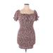 Haute Monde Casual Dress - Mini: Brown Floral Motif Dresses - Women's Size X-Large