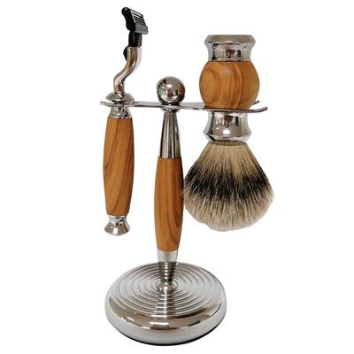 Golddachs 3-teiliges Rasierset Griffmaterial Olivenholz 1 pc. Image