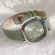 Petite montre à quartz verte carrée simple pour femme bracelet en cuir montres-bracelets vintage