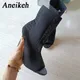 Aneikeh-Bottes de rinçage en tissu noir Peep Parker Talon haut fin Cut-Out sexy Chaussures