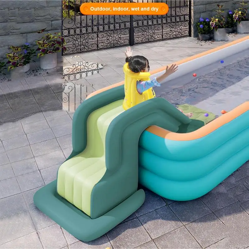 Glissière de piscine gonflable pour enfants, toboggans de parc aquatique anti-basculement, toboggans d'extérieur amusants, jouet pour piscines gonflées, pompe à air incluse