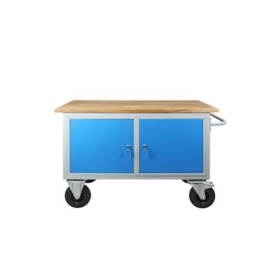 PROREGAL Mobile Werkbank Rhino mit 2 Türen | HxBxT 83x130x60cm | Traglast 500kg | Lichtgrau/Lichtblau Image
