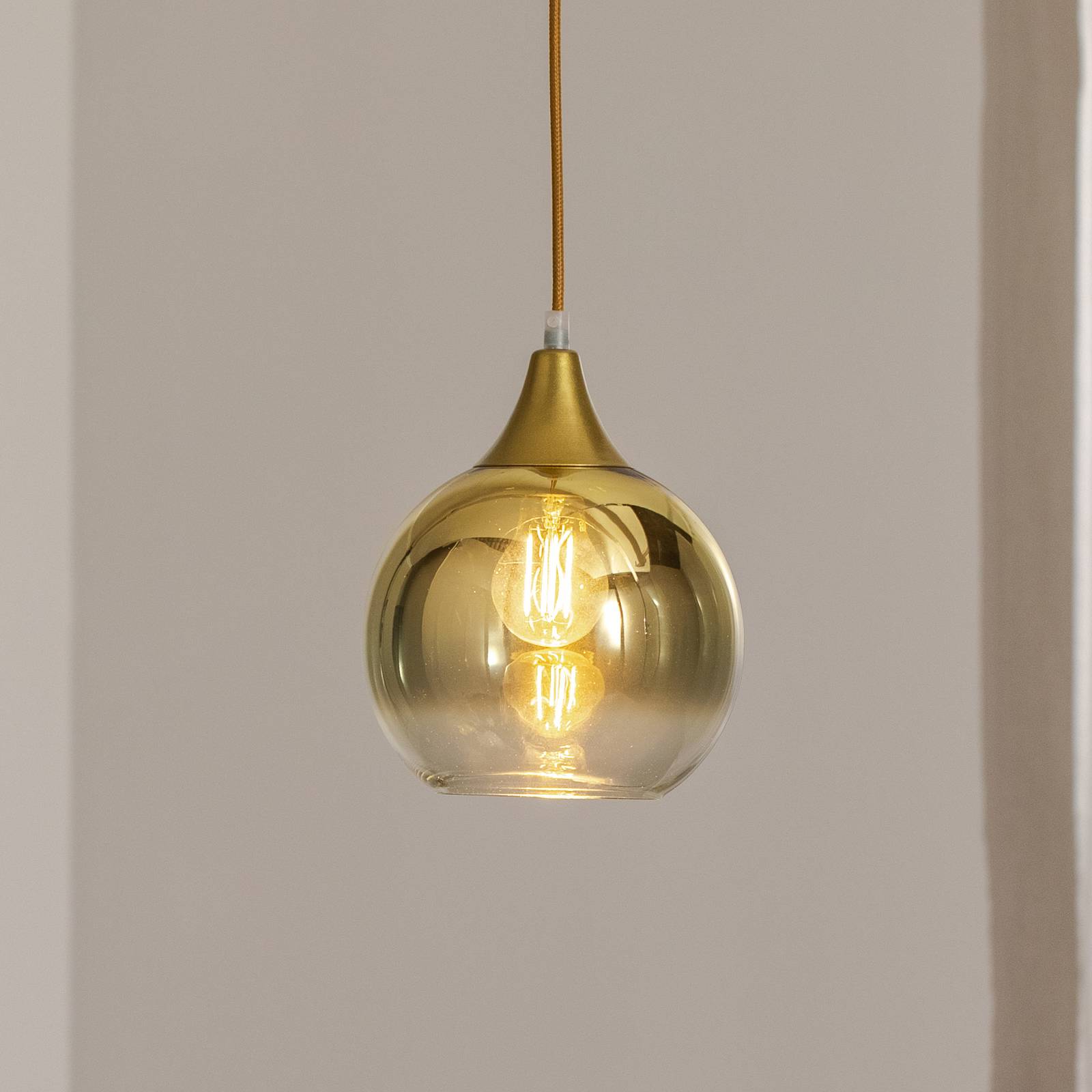 Glas Hängelampe Monte Eko-Light, dimmbar, messing / gold, für Wohn- / Esszimmer, Glas, Modern, Pendelleuchte