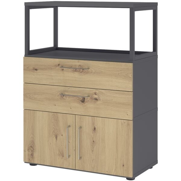 HAMMERBACHER Regalschrank »Flexwall« 80 cm breit 3 OH Stahlrahmen 2 Schubladen grau, 80x110x40 cm