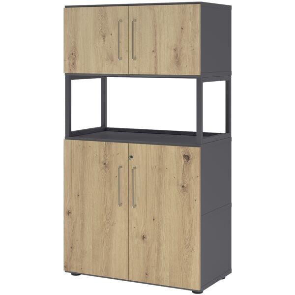 HAMMERBACHER Regalschrank »Flexwall« 80 cm breit 4 OH Stahlrahmen grau, 80x145.2x40 cm