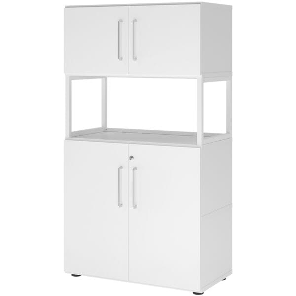 HAMMERBACHER Regalschrank »Flexwall« 80 cm breit 4 OH Stahlrahmen weiß, 80x145.2x40 cm