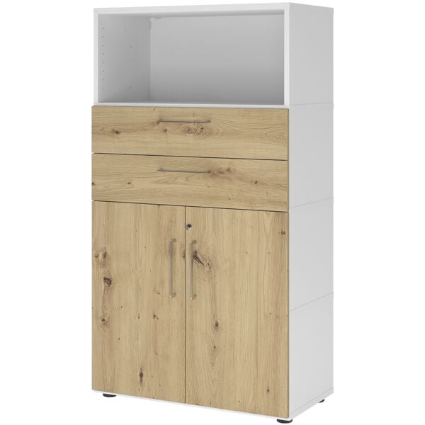 HAMMERBACHER Regalschrank »Flexwall« 80 cm breit 4 OH 2 Schubladen weiß, 80x145.2x40 cm