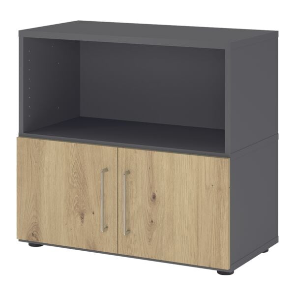 HAMMERBACHER Regalschrank »Flexwall« 80 cm breit 2 OH 2 Türen grau, 80x74.8x40 cm