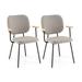 Set of 2 Modern Fabric Dining Chairs with Armrest and Curved Backrest - 22.5" x 23" x 33.5"
