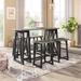 Rustic Counter Height 5-Piece Dining Set, Wood Console Table Set with 4 Stools for Small Places