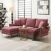 L-Shaped Sectional Sofa Modern Chenille Convertible Sectional Sofa with Reversible Chaise Lounge for Living Room Office, Pink