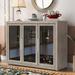 Accent Storage Cabinet with Adjustable Shelf, Buffet Sideboard Floor Cabinet with Three Tempered Glass Doors for Living Room