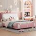 Kids Platform Bed Upholstered Bed, Fairytale-Like Atmosphere Rabbit-Shape Princess Bed with Headboard & Footboard
