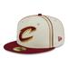 "Men's New Era Cream/Wine Cleveland Cavaliers Piping 2-Tone 59FIFTY Fitted Hat"