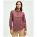 Brooks Brothers Women's Cotton Plaid Ruffled Shirt | Red | Size 2