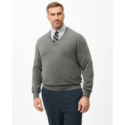 Brooks Brothers Men's Big & Tall 3-Ply Cashmere V-Neck Sweater | Grey | Size 2X Tall