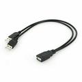 USB 2.0 Female to 2 Dual USB Male Power Adapter Y Splitter Cable Cord Connector