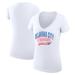 Women's G-III 4Her by Carl Banks White Oklahoma City Thunder Filigree Logo V-Neck Fitted T-Shirt