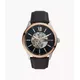 Fossil Outlet Men's 48mm Flynn Automatic Black Leather Watch
