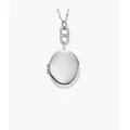 Fossil Women's Locket Collection Stainless Steel Chain Necklace - Silver-Tone