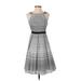 Eva Franco Casual Dress - A-Line Crew Neck Sleeveless: Black Print Dresses - Women's Size 0