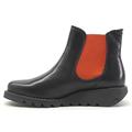 Fly London Women's Salv Chelsea Boots, Black Orange Elastic, 5 UK