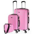 ITACA - Rigid Cabin Suitcase Travel Small Suitcase with Wheels - ABS Hand Luggage Case with Telescopic Handle - Lightweight Suitcase Carry on Suitcase with TSA Combination Lock - Cabin Luggage i, Pink