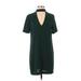 Zara Casual Dress - Shift Plunge Short sleeves: Green Print Dresses - Women's Size X-Small