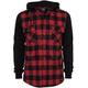 Shirtjacke URBAN CLASSICS "Herren Hooded Checked Flanell Sweat Sleeve Shirt" Gr. XL, rot (blk, red, bl) Herren Shirts Langarm