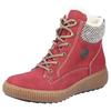 Winterboots RIEKER, Damen, Gr. 39, rot (rot, kombiniert), Lederimitat, Textil, sportlich, Schuhe, mit kontrastfarbenen Ziernähten