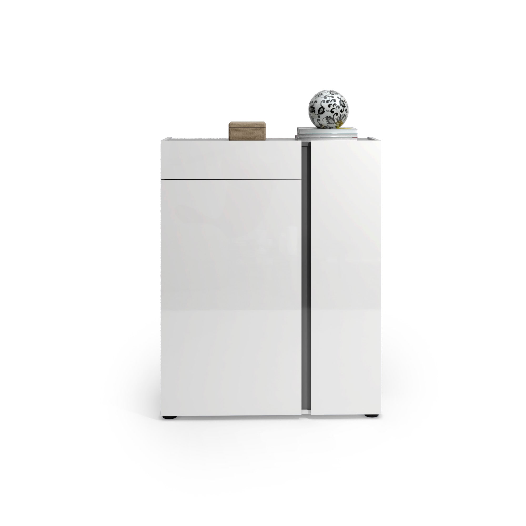 Schuhschrank INOSIGN "Atrium", weiß (weiß hgl, anthrazit matt), B:91cm H:115cm T:34cm, Spanplatte, Schränke, Schuhschrank