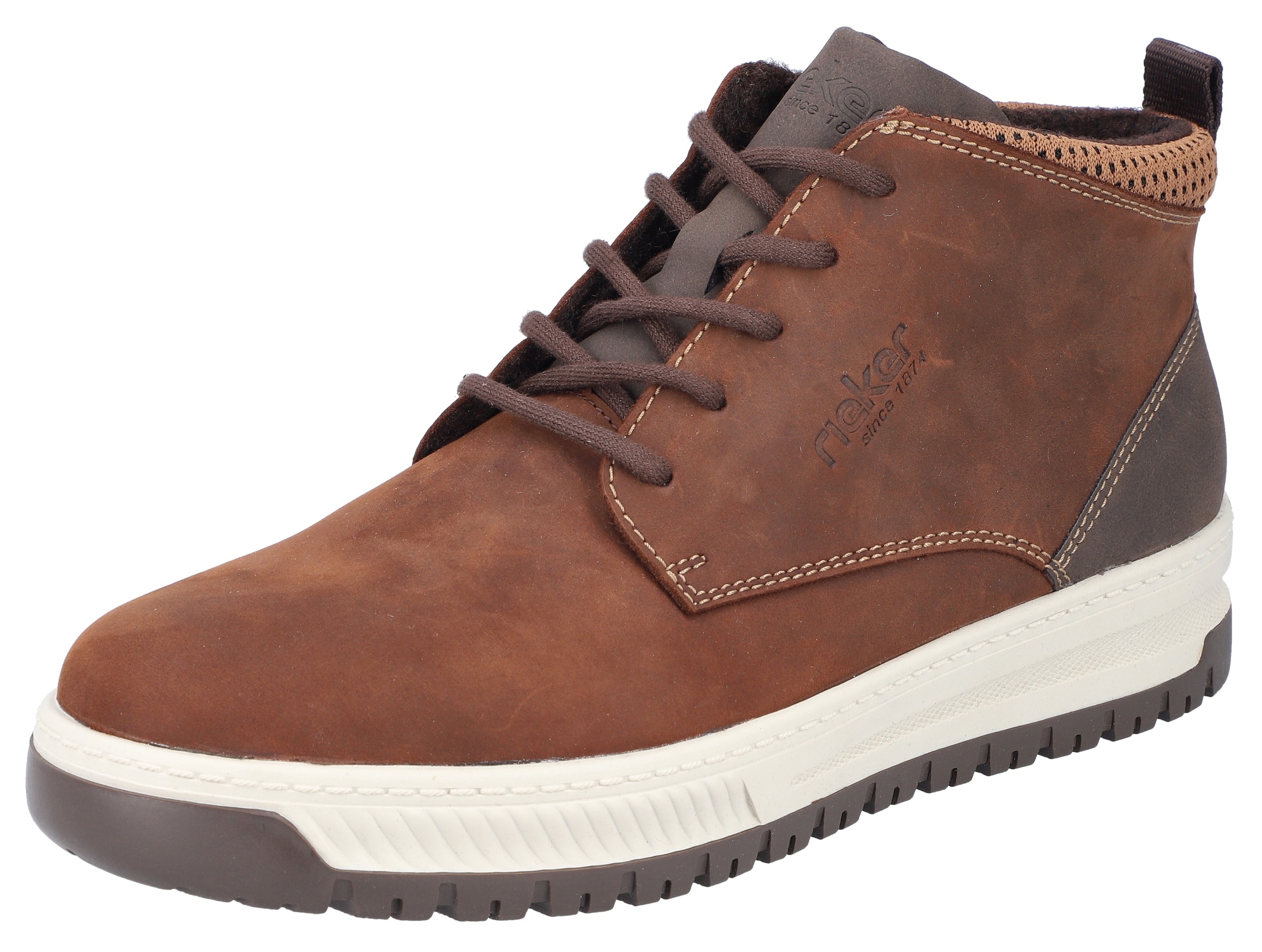 Schnürboots RIEKER, Herren, Gr. 46, braun (dunkelbraun), Leder, Lederimitat, Textil, Sportlich, Schuhe, mit gepolstertem Schaftrand Image