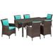 Conduit 7 Piece Outdoor Patio Wicker Rattan Dining Set by Modway Glass in Brown | Wayfair 889654170693