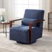 Armchair - Latitude Run® Ynes 30.8" Wide Upholstered Swivel Armchair Wood/Polyester in Blue/Navy | 37.2 H x 30.8 W x 36.9 D in | Wayfair