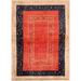 Blue/Brown Area Rug - Isabelline Niurca Oriental Handmade Hand-Knotted Rectangle 3'7" x 5'1" Wool/Area Rug in Rust/Blue Cotton/Wool | Wayfair