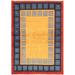 Blue/Navy Area Rug - Isabelline Pollyann Geometric Handmade Hand-Knotted Rectangle 3'5" x 4'10" /Wool Area Rug in Yellow/Navy/Red /Wool | Wayfair