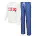 Women's Concepts Sport White/Royal Chicago Cubs Long Sleeve V-Neck T-Shirt & Gauge Pants Sleep Set