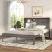 Queen Size Platform Bed, Wood Platform Beds w/Storage Headboard,Sockets & USB Ports Wooden Bed Frame for Bed Room, Antique Grey