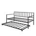 Twin Daybed w/Trundle Multifunctional Metal Lounge Daybed Frame