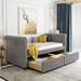 Twin Size Upholstery DayBed with 2 Large Drawers, Sturdy Bed Frame Daybed Sofa with Wood Slat Support, Space Saving, Grey