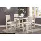 5 Piece Counter Height Dining Set Dining Room Furniture Round Dining Table with Built-in Shelves and Upholstered Dining Chairs