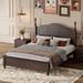 Retro Style Pine Wood Full Size Platform Bed Frame with Headboard, No Spring Box Needed,Brown