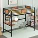 Twin Metal Loft Bed w/Desk & Shelves, Wood High Loft Bed w/Ladder