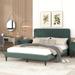 Modern Style Platform Bed Velvet Fabric Upholstered Platform Bed with Strong Wooden Slats,for Bedroom