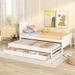 Modern Twin Size Platform Bed w/Trundle & Drawers, Solid Wood Sturdy Platform Bed Frame with Headboard for Bedroom Guest Room