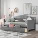 Twin Wooden Daybed w/2 drawers, Sofa Bed for Bedroom Living Room, Grey