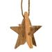 Dimensional Mango Wood Star Ornament - 3.5" high x 3" diameter