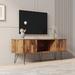 TV Media Stand for 60" TV Living Room Entertainment Center Storage Shelves and Cabinets Media Cabinets TV Console, Brown