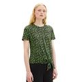 TOM TAILOR Denim Damen 1035919 Denim T-Shirt mit Muster & Knotendetail, 32433-black Green Flower Print, S