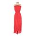 Velvet Casual Dress - Midi: Red Solid Dresses - Women's Size Small